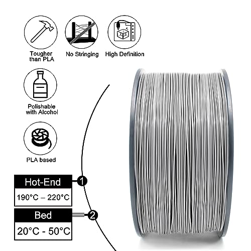 Image of RepRapper Gray MPLA (Modified PLA) Extra Strong PLA Plus Filament for 3D Printer 1.75mm (± 0.03mm) 6.6lbs (3kg)