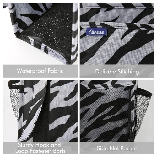 Image of Surblue Bedside Caddy Hanging Organizer Storage Bag for Bunk and Hospital Beds, College Dorm Rooms, Baby Bed Rails, Camp (8 Pockets), Zebra