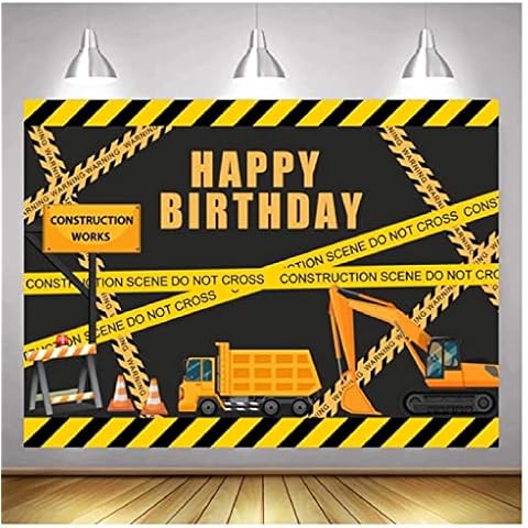 Birthday Backdrops Construction Zone Excavator Truck Crane Builder Boy Newborn Photography Backdrops Cover