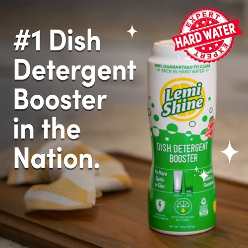 Image of Lemi Shine Dish Detergent Booster, Hard Water Stain Remover, Multi-Use Citric Acid Cleaner 10 oz, Pack of 8