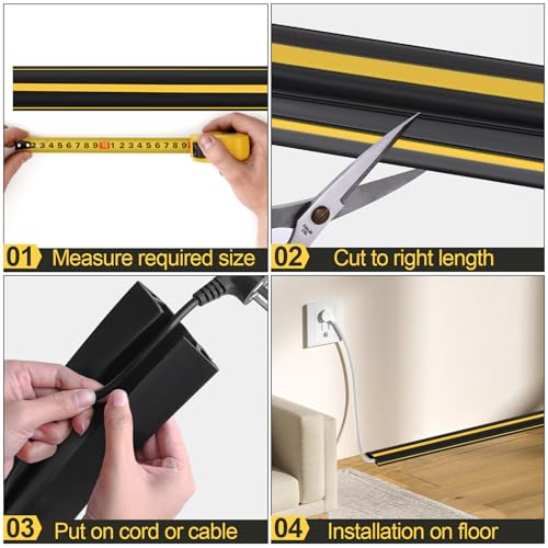 Image of MYFAMIREA 10FT Floor Cord Cover Heavy Duty Cable Cover Protector with 3 Channels Extension PVC Floor Wire Cover Outdoor Cord Hider Management Cord Cover for Wire on Floor for Home Office Outdoor