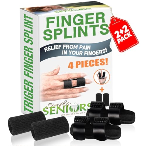 Simply Seniors Trigger Finger Splint for Pain Relief, Black (2-Pack)