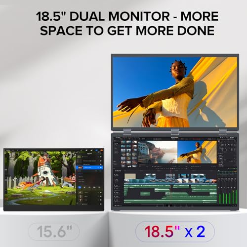 Image of UPERFECT Delta Max 18.5 inch 100Hz Dual Portable Monitor for Laptop Screen Extender 1080P HDR 360 Folding Stacked Triple Monitor with Stand & VESA for Laptop PC Phone Game Console (No Driver Needed)
