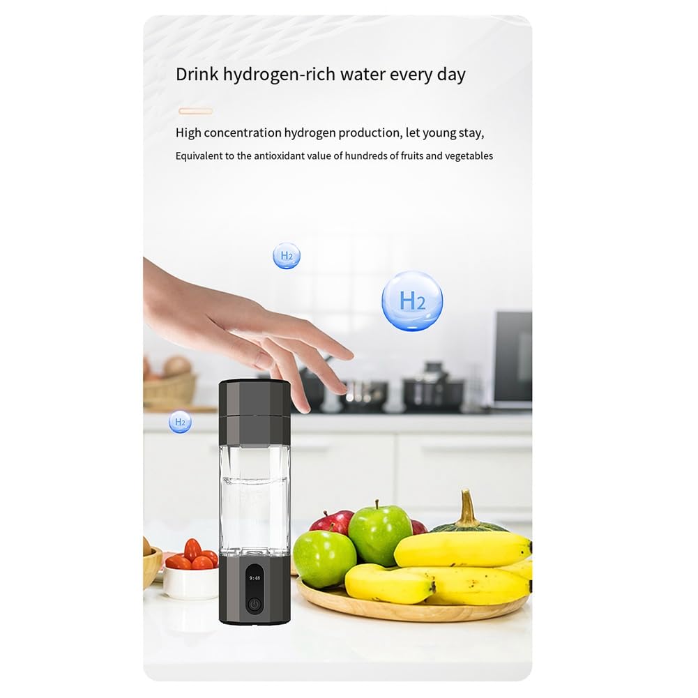 Générateur d'hydrogène d'électrolyse PEM, écran 8000PPB, bouteille d'eau hydrogène rechargeable portable, installation facile, facile à utiliser, noir