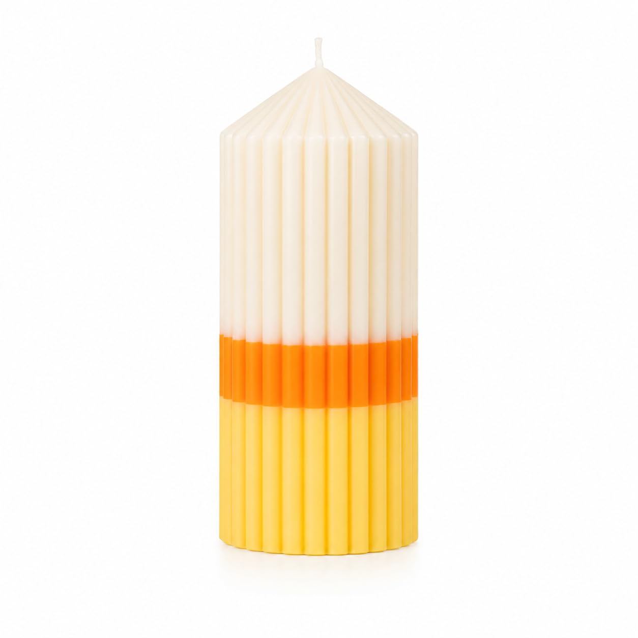 Triola White And Orange Triola™ Signature - Soy Pillar Candle 15Cm - Scented & Long Lasting - 75 Hours Burn - 430G (Passion Fruit & Mango)