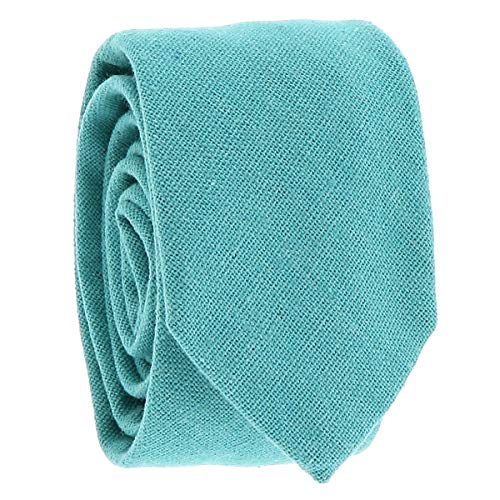 Cravate Coton Bleu turquoise - Cravate Homme Tissu Mat - Coupe Ajustée Moderne : 6cm à la pointe - Look Tendance Mariage ou Business
