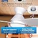 Amico Ceiling Fans with Lights, 42 inch Low Profile Ceiling Fan with Light and Remote Control, Flush Mount, Reversible, 3CCT, Dimmable, Noiseless, White Ceiling Fan for Bedroom, Indoor/Outdoor Use
