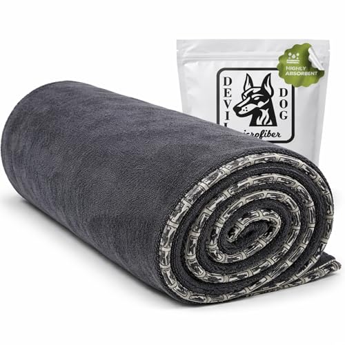 Image of Dog Drying Towel for Dogs - Extra Large 24 inch x 35 inch Microfiber Dog Bath Towel, 1200 GSM Twisted Loop, Ultra Absorbent, Edgeless, Quick Dry for Bath, Beach & Travel, Gray