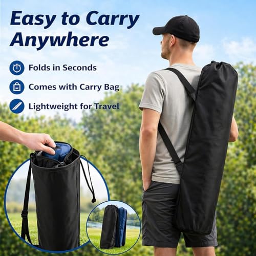 2 Pack Sillas de Camping Portátiles Plegables con Sombrilla Ajustable, Sillas Ligeras para Playa, Pesca, Eventos Deportivos y Césped (Negro) miniatura 7