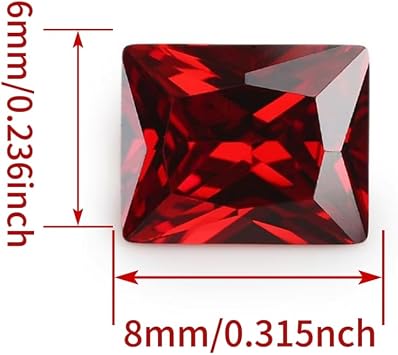 Ruby Red Cubic Zirconia Loose Beads Unset for Jewelry Making Simulated Stone Craft Kit (Ruby Color - Rectangular 1pc)
