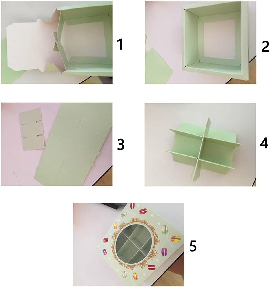 12 Pieces Paper Cake Boxes, Pastry Cardboard Dessert Box, Biscuit Cardboard, Macaroon Packaging Container - Image 5