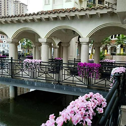 Cuyhtdup Hanging Flowers Artificial Violet Flower Wall Wisteria Basket Hanging Garland Flowers Fake Silk Orchid #TOP6