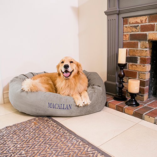 Image of Majestic Pet Personalized Villa Shredded Memory Foam Mix Calming Washable Cozy Soft Round Donut Dog Bed, 52 Inch, Vintage