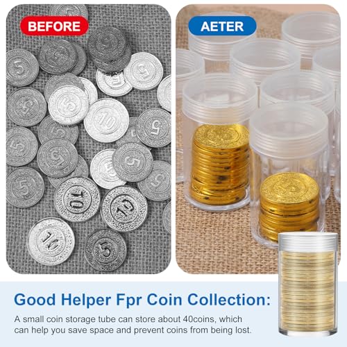 50 tubos plásticos transparentes para monedas, 2.4x1.1 pulg miniatura 4