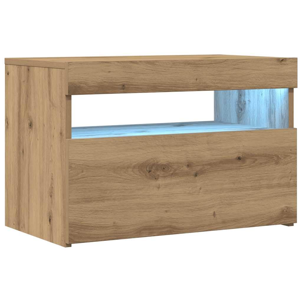 vidaXL TV Cabinet with LED Lights, TV Unit for Living Room, TV Stand with Storage, Entertainment Centre, Modern Style, Artisan Oak Engineered Wood — image 1