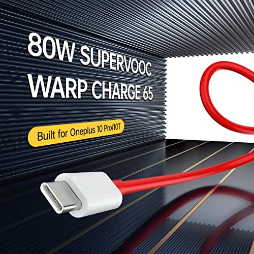 Image of Oneplus Original Fast 80W USB Type C Data Sync Fast Charging Charger Cable for One Plus 12,12r,11,11r,10r,10t,10,10 pro,9 Pro,8,8T,7t,7t Pro,6,Nord,4,3,2t,Ce2 Lite,Ce3 lite, 80Watt Quick Charge, Red