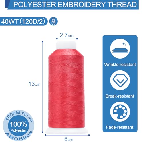 Image of High Tenacity Polyester Embroidery Machine Thread 40WT(120D /2) 4000M Per Spool for Commercial and Domestic Embroidery Machine (Honeysuckle-1707)