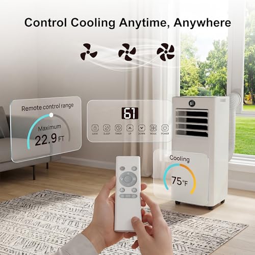 Image of AKIRES Portable Air Conditioners,8,000 BTU Air Conditioner for Bedroom with Remote Control,Portable AC Unit With Fan & Dehumidifier,Cools Up To 350 Sq.Ft For Large Room With 24H Timer And Sleep Mode