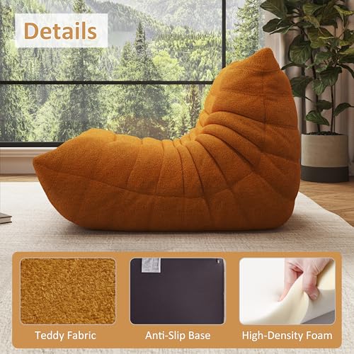 Image of Giant Bean Bag Chair for Adults,Comfy Lazy Fireside Accent Chair with Memory Foam,Cozy Single Floor Sofa Couch Boneless Chaise Lounge for Living Room Bedroom Gaming Room(Yellow,1Seater)