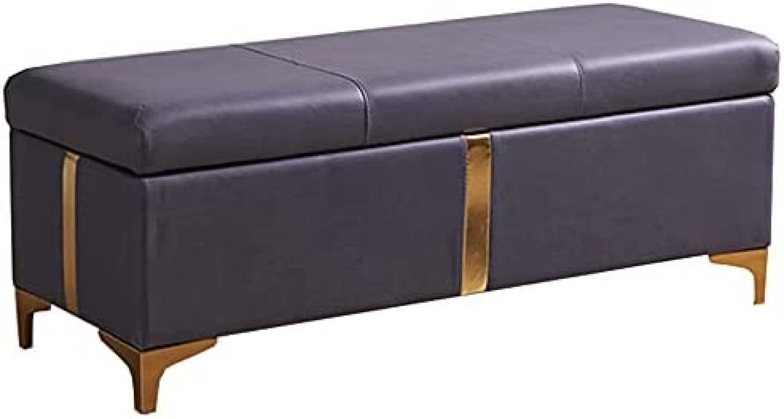 Podnóżek Do Sypialni, Prostokątny Taboret Do Sofy, Schowek Na Buty, Taboret Na Buty, Podkładka Z Gąbki, Metalowe Nogi, Wytrzymuje 150 Kg, Taboret Na Buty, Szampan, Huise