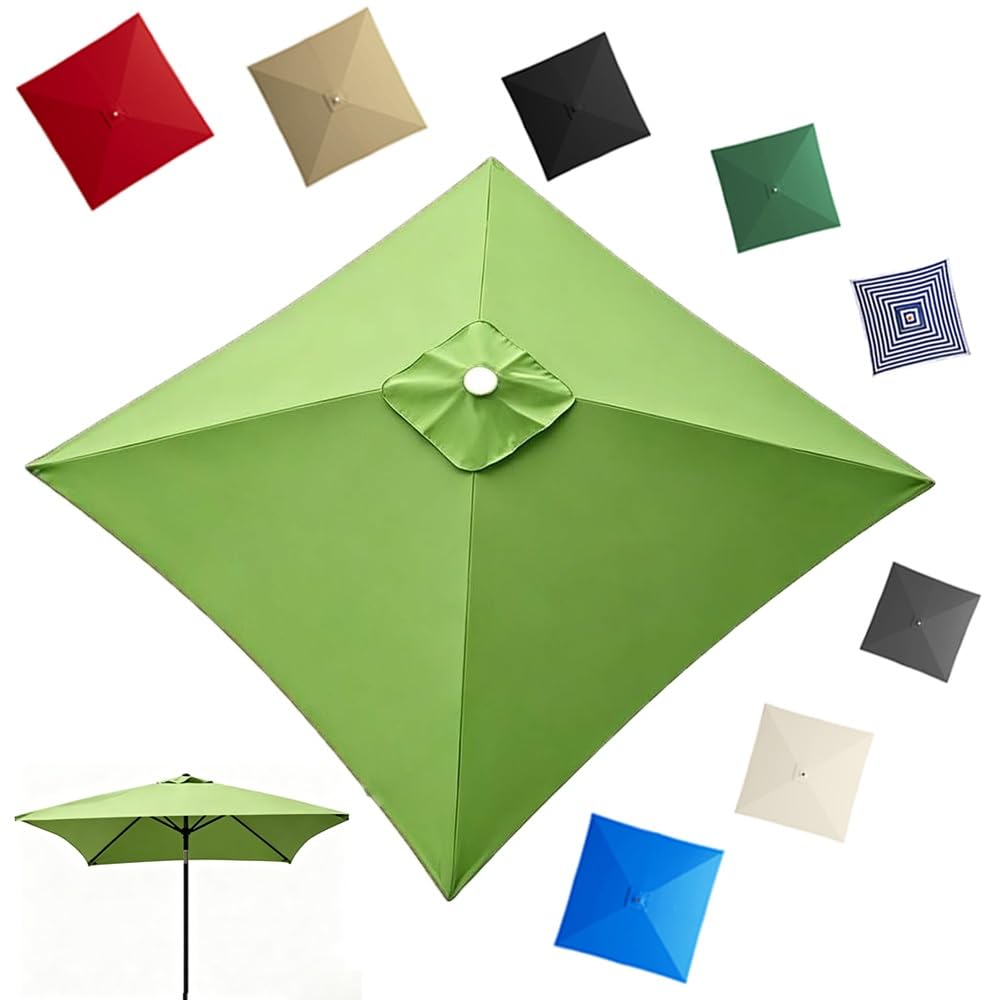 GJPXFR 4/8 Ribs Square Umbrella Replacement Canopy, 8x8ft 9.8x9.8ft Outdoor Parasol Canopy Cover Patio Umbrella Top Cover Replacement Fabric(Grass green,3x3.0m/9.8x9.8ft)