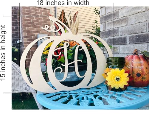 DistinctAndUnique (Silver Mirror Acrylic, L) Halloween Pumpkin Monogram Door Hanger - Seasonal Decorative Wreath Decor Personalized Letters Rustic Fall Autumn Decoration