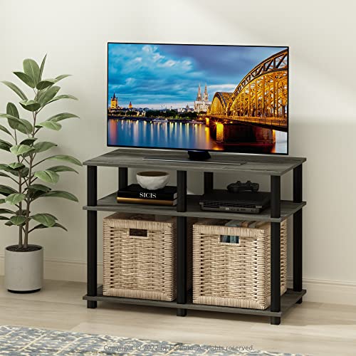 Image of Furinno Turn-N-Tube 3-Tier TV Stand for 40-Inch TV, French Oak | Open Frame Design, Toolless Assembly, Rectangular Entertainment Center, TV Console, for Living Room, Bedroom
