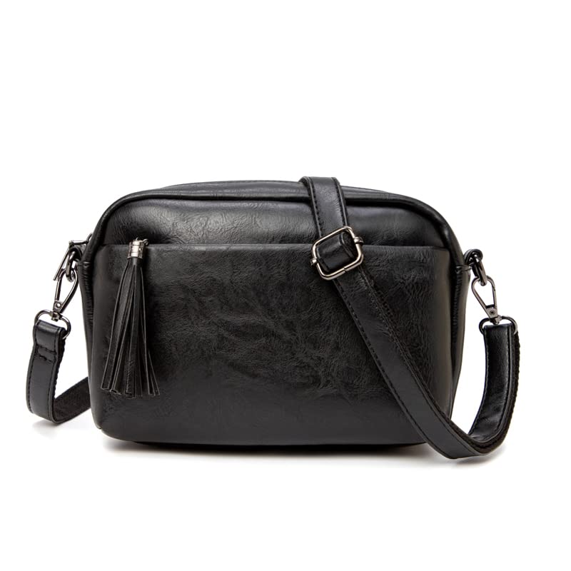 Weilan Small Triple Zip Tassel Crossbody Bags for Women, Lightweight Shoulder Purse