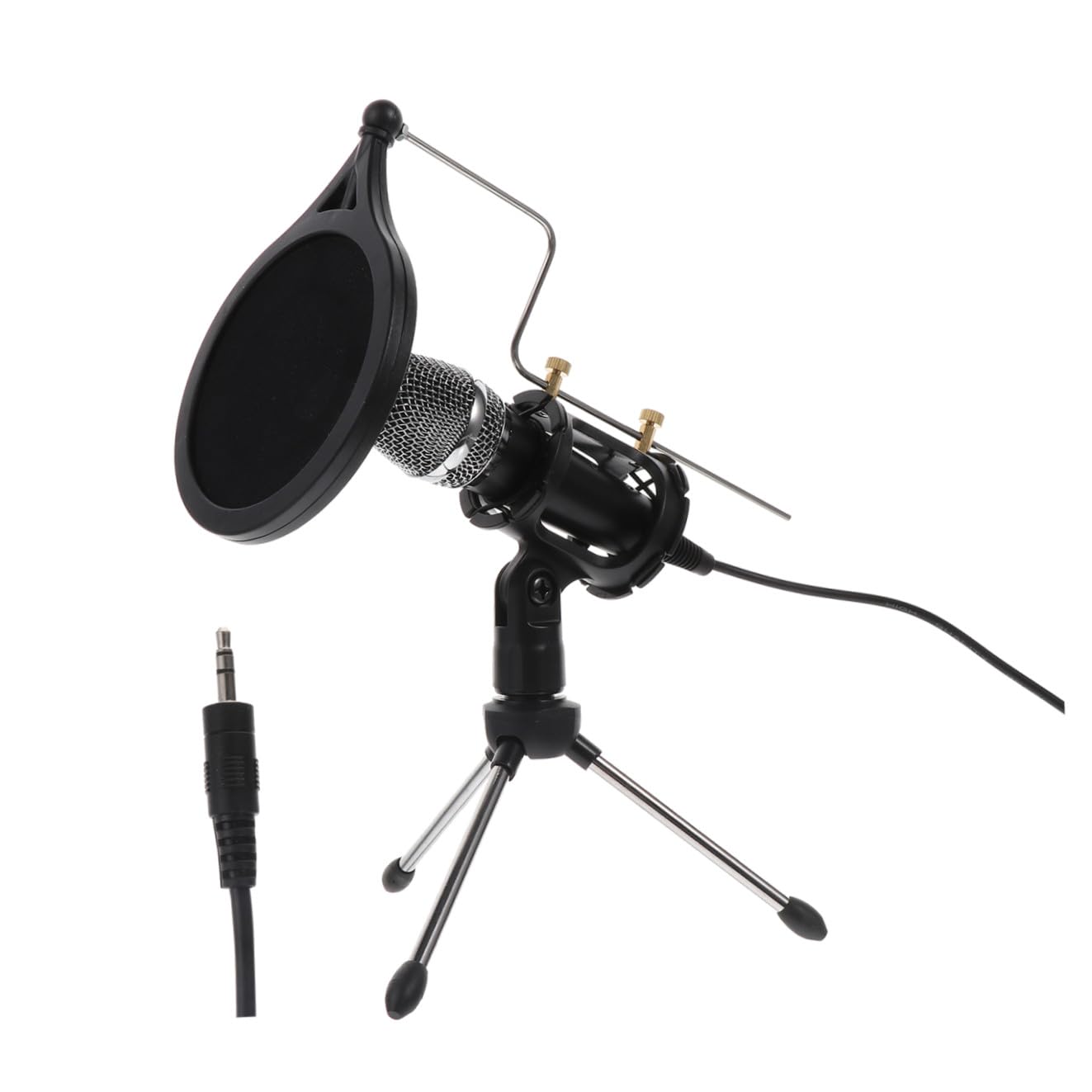 1set Microfono Condensatore Con Treppiede e Accessori Per Registrazione Completo Per Smartphone Nero
