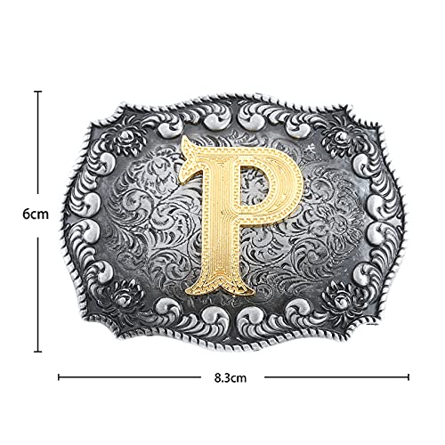 Image of HUABOLA CALYN Belt Buckle Men, Western Cowboy Rodeo Small Alphabet Letter ABCDMRJ to Z Initial Belt Buckles for Women