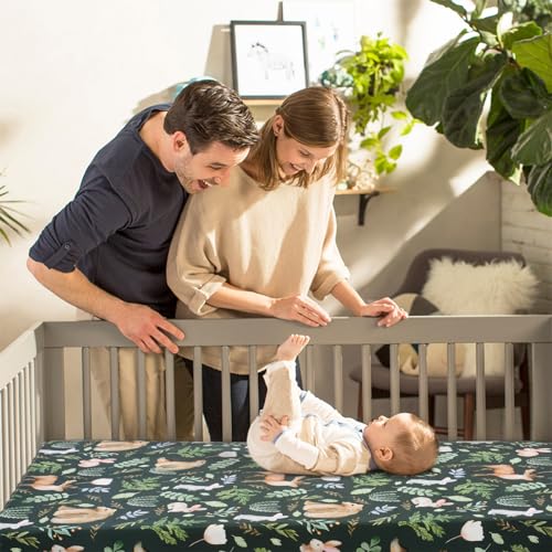 Image of JISEN Fitted Crib Sheets 1 Piece Soft Breathable Baby Crib Sheets for Standard Crib and Toddler Mattress Baby Bed Sheets for Crib for Baby Boys Girls Neutral 28x52 Inch Bear