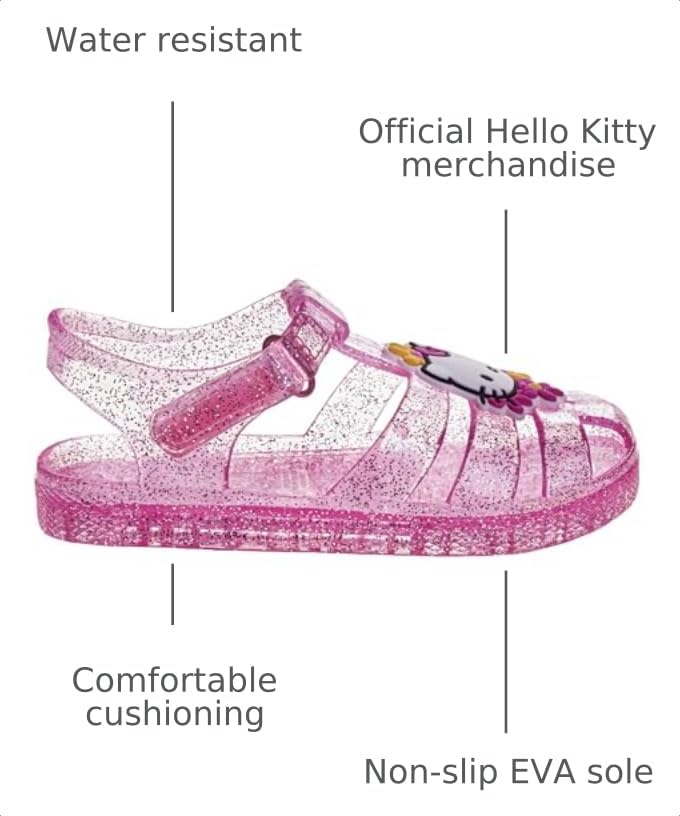 Image of Josmo Sanrio Hello Kitty Jelly Sandals for Girls - Slip-On Slide Kitty Sandal Water Pool Beach Slides (Sizes: 6-10 Toddler / 11 Little Kid)