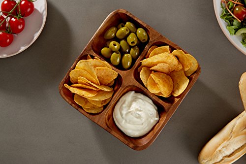 Premier Housewares 1104552 Acacia Wood 4 Section Square Serving Dish, 5 x 20 x 20 cm Brown - Image 5