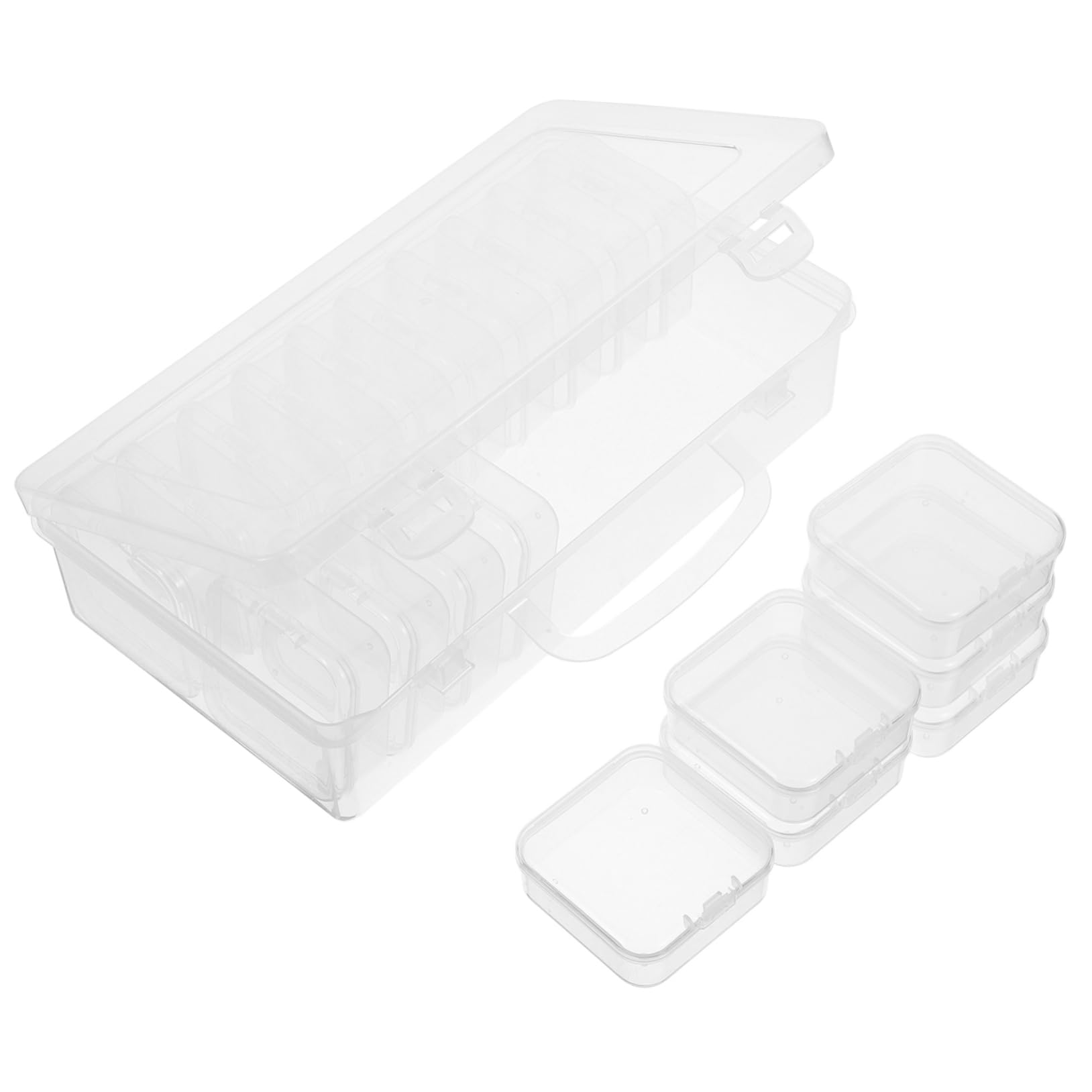 MUCKLILY Large Storage Box for Craft Supplies Crayon Holder Photo Organizer Small Bin Lid Portable Plastic Container