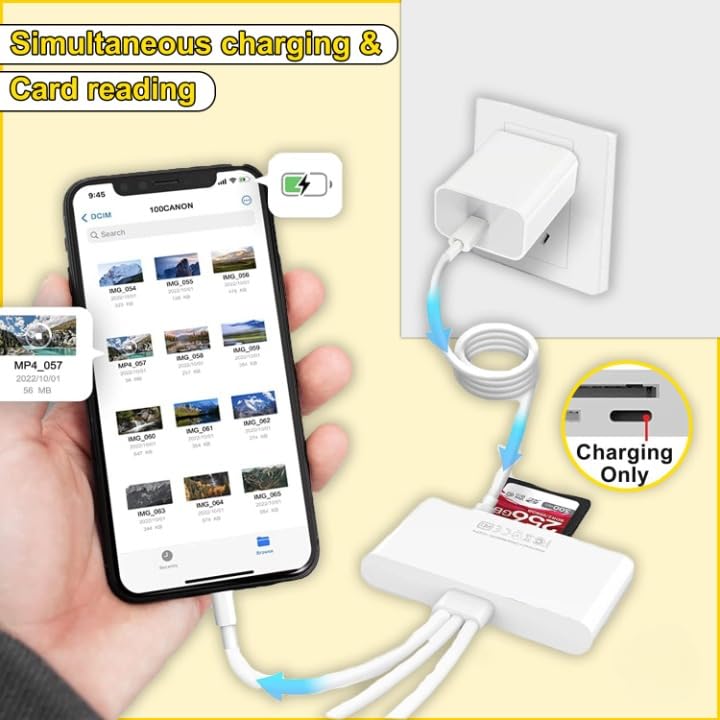 Image of 5-in-1 Memory Card Reader with USB-C & USB-A Connectors, SD & Micro SD Card Adapter with USB OTG Support for Phones Tablets Laptops Cameras, Plug & Play Photo Video Transfer Hub