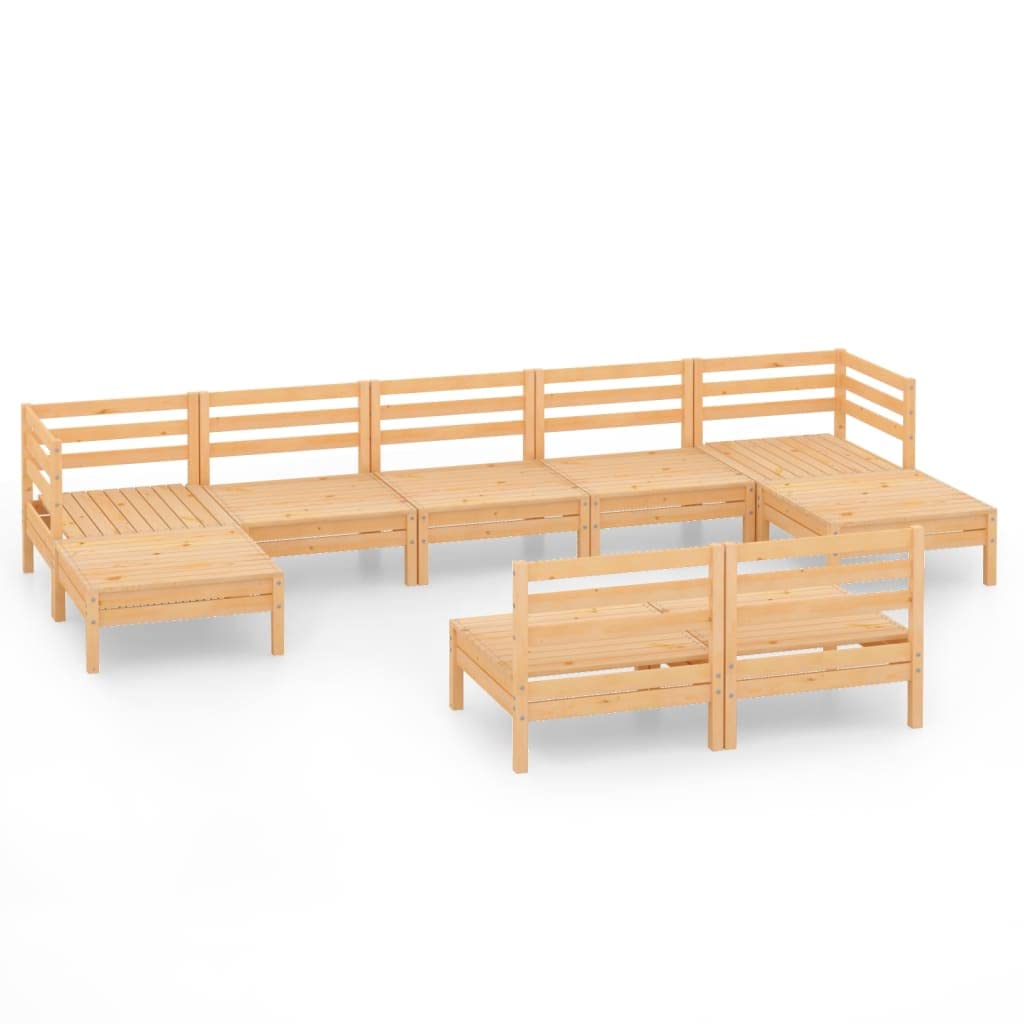 vidaXL Salon de Jardin 9 pcs Bois de pin Massif