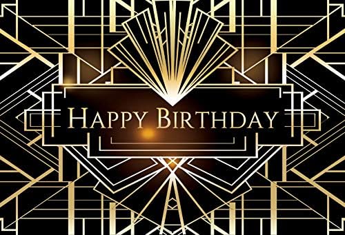 Miniatura 4 de Leyiyi Telones de fondo de fotografía de lujo de 6 x 4 pies, diseño geométrico de lujo de los años 20, fondo negro y dorado, cartel de fondo de