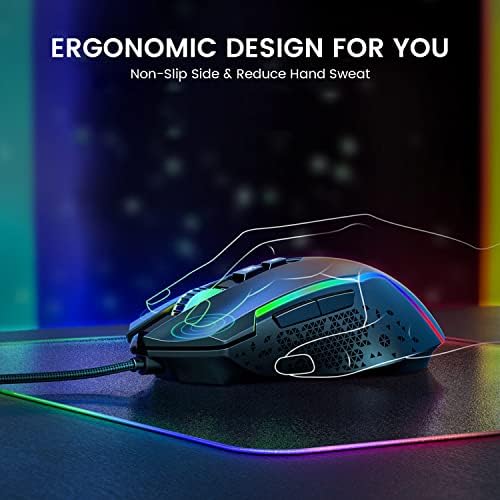 EKSA RGB Gaming Mouse Wired, PC Gaming Mice with 8000 DPI, 7 Programmable Buttons, Chroma RGB Backlit, 6 DPI Adjustment Levels Computer Mouse for PC/Mac/Laptop Gamer