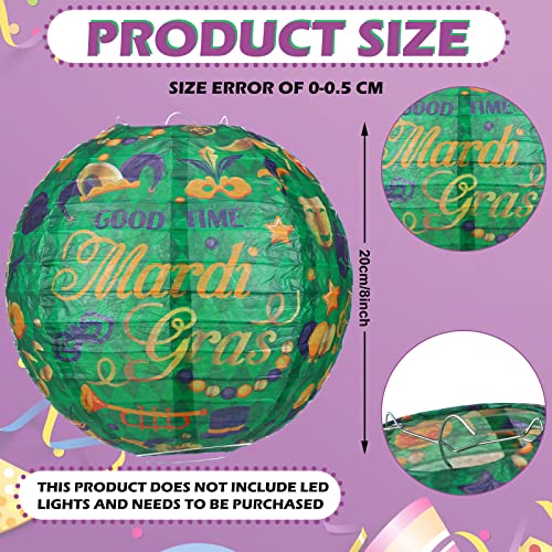 Image of Panelee 12 Pcs Mardi Gras Party Decorations Paper Lanterns Carnival Yellow Green Purple Hanging Round Paper Lanterns 8 Inch for Mardi Gras Office Classroom Party Decorations Supplies Indoor Outdoor