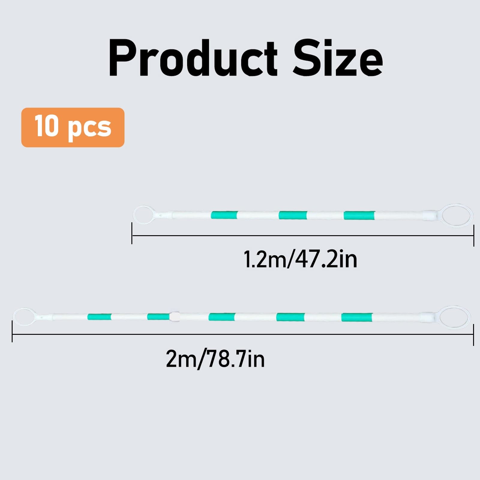 ERRULAN 10 Pcs Retractable Traffic Cone Bar, Lightweight Plastic Safety Parking Cones Pole, Extendable Barricade for Sports Training, Safety Cones, Yellow and Green(Green)
