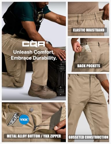 Image of CQR Men's Quick Dry Work Pants, Water Resistant Outdoor Tactical Pants, Lightweight Stretch Cargo Hiking Pants