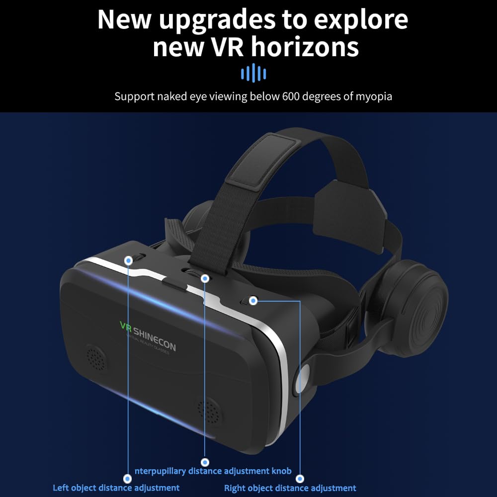 Virtual Reality Headset for iPhone & Android Phones, VR Headset with Remote Controller, HD 3D VR Glasses for TV, Movies & Video Games, VR Headset for Kids, Adults, Compatible 4.7-7 inch