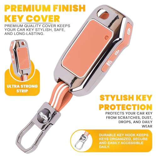 Image of Premium Metal Silicone Brown Key Cover Compatible with Kia Seltos 2024 | Kia Seltos 2023 | Kia Seltos HTE | 3-Button Smart Flip Key Glow in the Dark