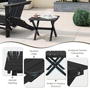 Giantex Outdoor Folding Side Table - Foldable Weather-Resistant HDPE Adirondack Table, Compact Square End Table for Indoor, Patio, Garden, Porch, Easy Maintenance, No Assembly Required (1, Black) Giantex Outdoor Folding Side Table Foldable Weather Resistant HDPE Adirondack Table Compact Square End Table for Indoor Patio Garden Porch Easy Maintenance No Assembly Required 1 Black