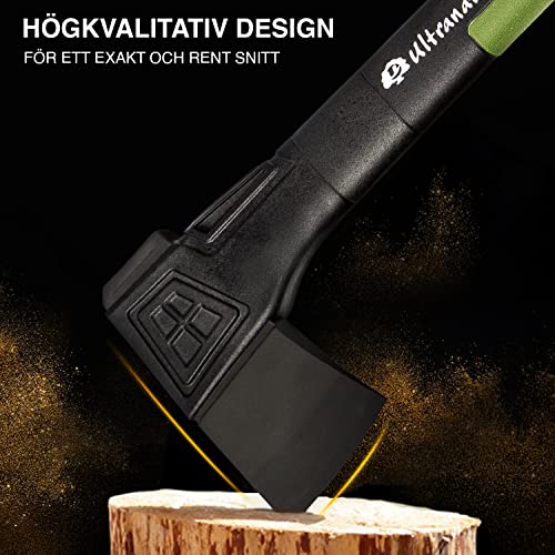 Ultranatura Universalaxt, inclusief lemmetbescherming, greeplengte ca. 36 cm, allroundaxt, universeel inzetbare bijl voor het splijten van kleine blokken en takken, TÜV/GS - getest, kleur: zwart-groen - Afbeelding 4