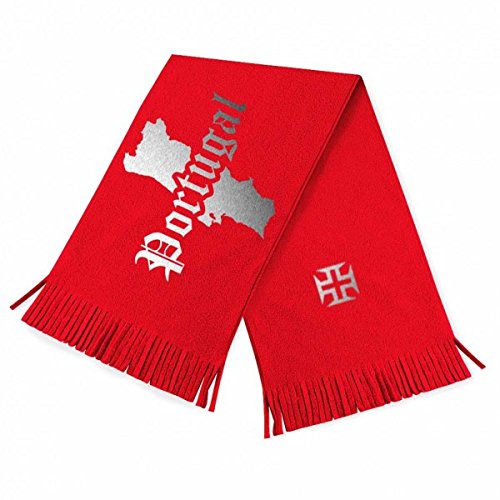 DASHOP Bufanda Portugal Rojo y Plata Metalizado, multicolor, Talla única