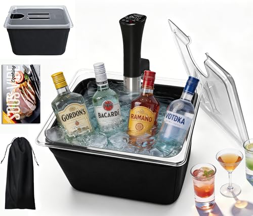 CATTLEMAN Sous Vide Cooker, Wine Chiller, 1000W, Sous Vide Kit with Container, Immersion Circulator, Sous Vide Container 12 Quart with Lid & Neoprene Sleeve, Accurate Temp & Timer, Fast Heating