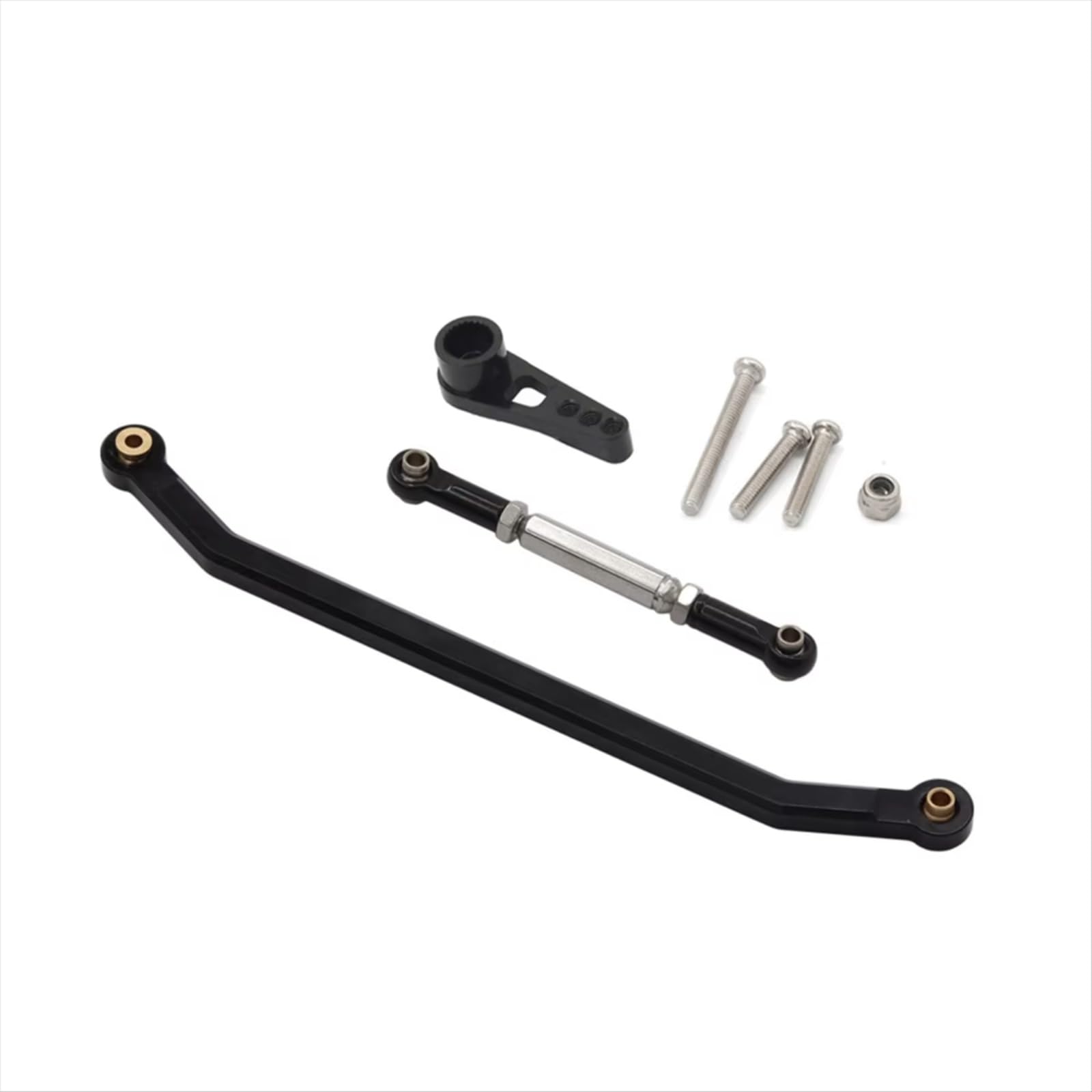 MIXVZARF RC Upgrade Accessories for MN128 1/12 Aluminum Alloy Stronger Steering Link Rod Kit Upgrade RC Car Part Black Remote Control Car Replacement Parts