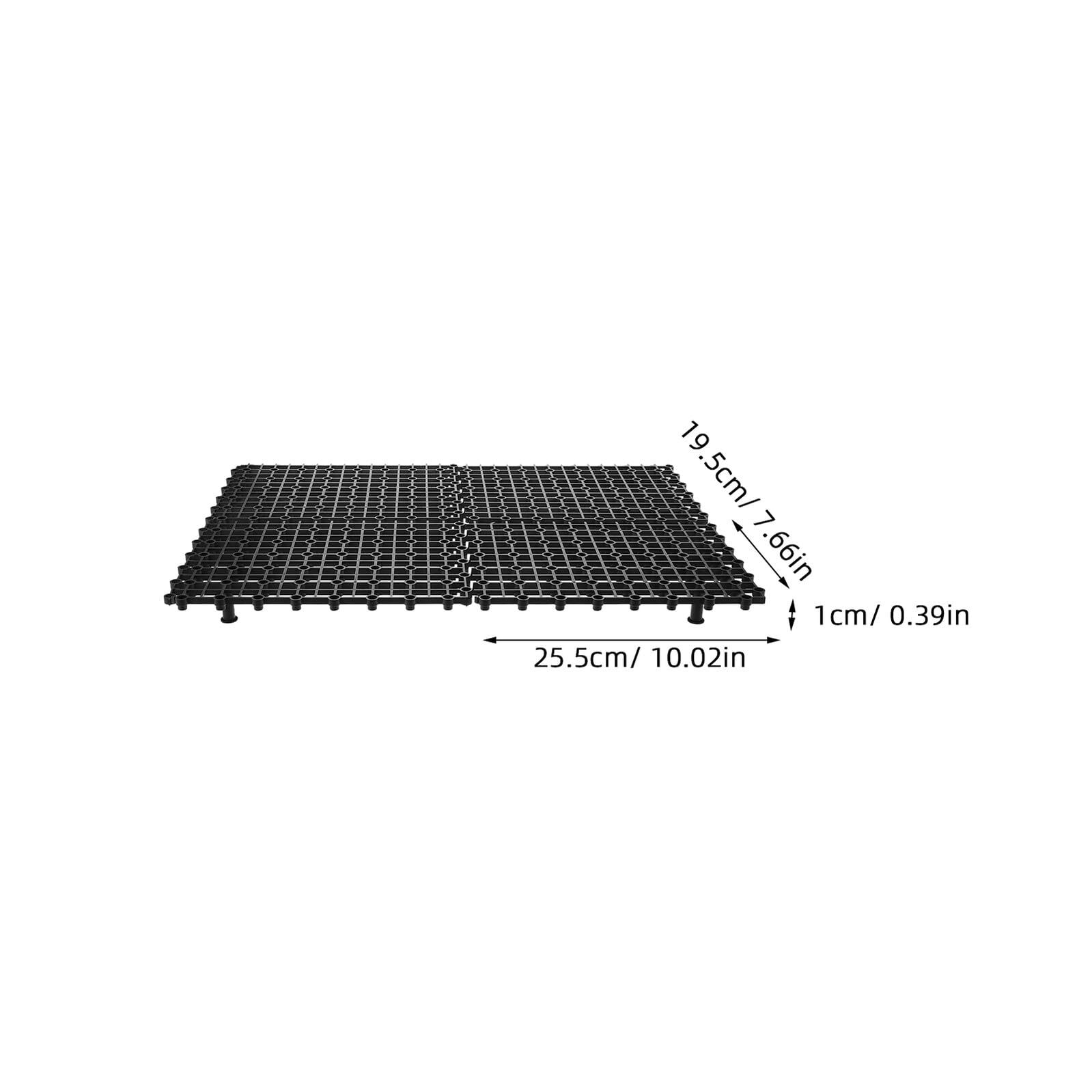 Lot de 4 grilles de bassin de jardin - Noir - 25 x 19,5 x 1 cm - Avec 80 pieds de support - Plateau filtrant modulaire pour fontaines extérieures et jardins aquatiques - Accessoires durables