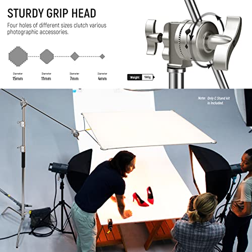 Image of NEEWER C Stand with Boom Arm Pro 100% Stainless Steel, Max 10.8ft /330cm | Air Cushion, Heavy Duty Photography Light Stand, 4.2ft /128cm Holding Arm, for Monolight Softbox Reflector